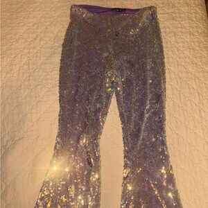 Forever 21 Purple Sequin Flare Pants
